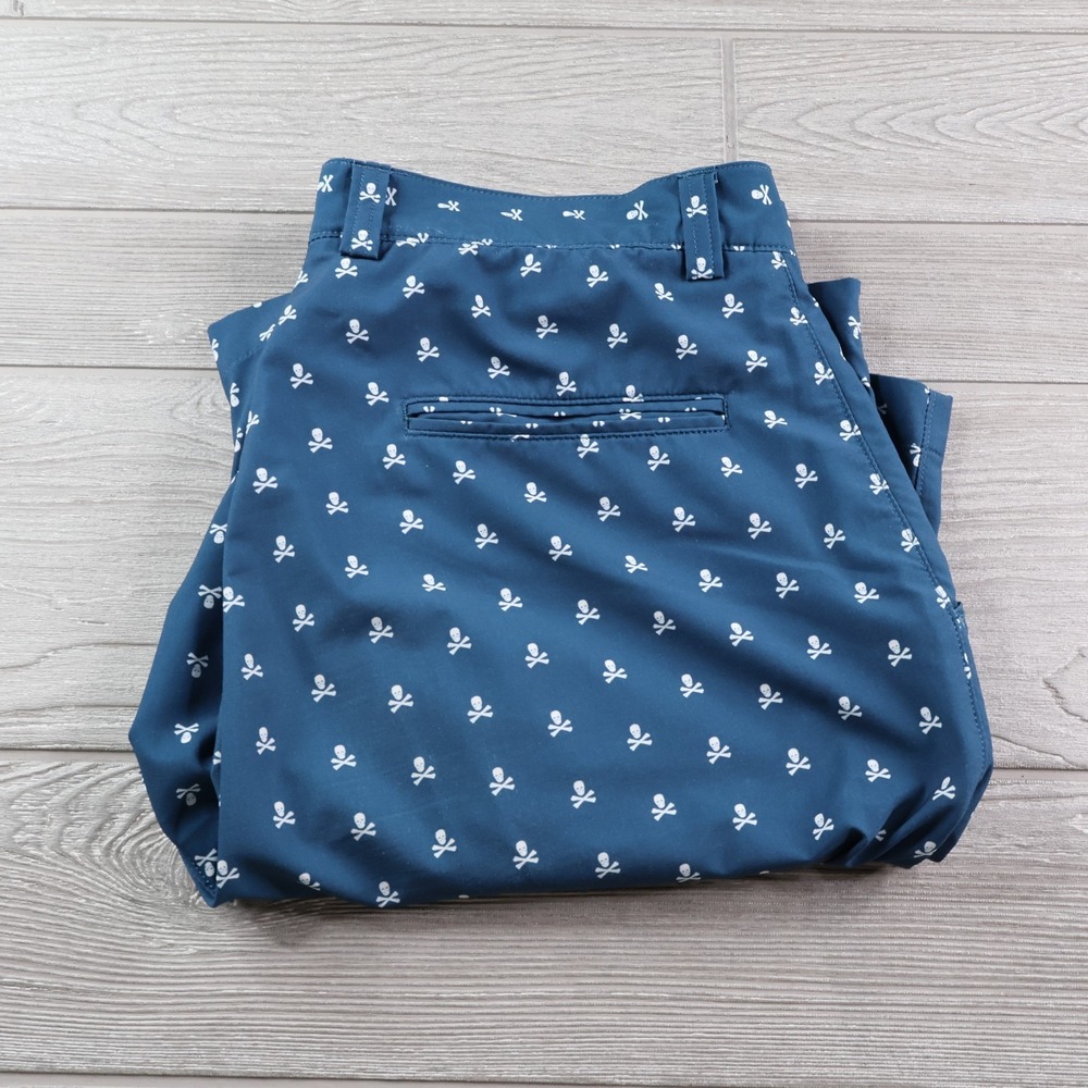 Peter Millar Golf Performance Shorts Men's 33 Skulls All Over Print Blue